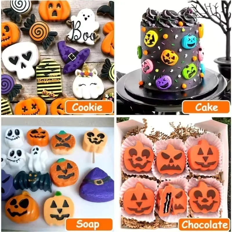 Picture 5: Pumpkin Ghost Shape Mould 3D Silicone Halloween Cake Mold for Making Cookie Candy DIY Cake Decoration Tools Baking Accessories