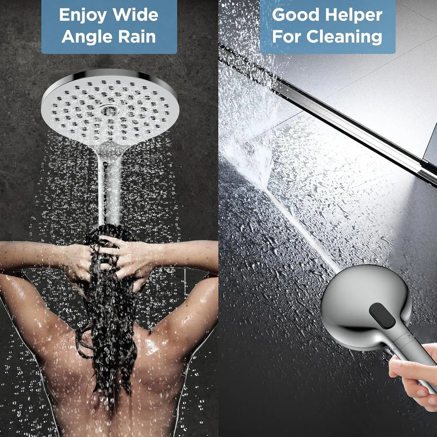 Dual Filtered Shower Head Combo with High Pressure Rain and Handheld Spray for Healthier Skin