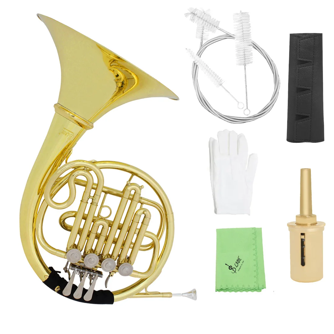 Flat 4-Valve Bb Trumpet, Brass Detachable Single Row Horn, Gold Silver, Beginner Band Instrument
