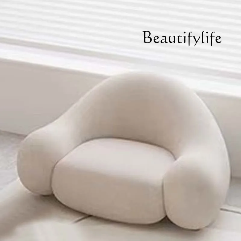 

Cream Style Curved Fabric Sofa Small Apartment Living Room Internet Celebrity B & B Sofa Simple Modern