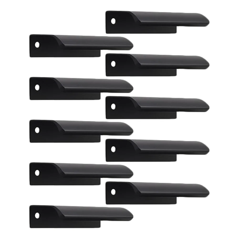 

10pcs Invisible Aluminum Handle Concealed Cabinet Door Pull No Drill Mounting Hidden Finger Pull Arc Metal Furniture Drawer