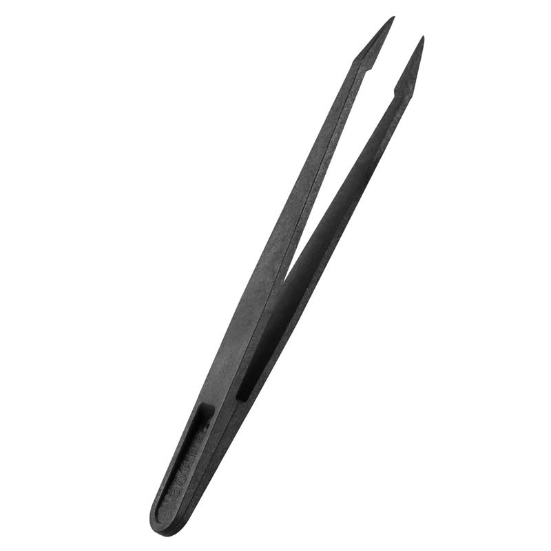 GTBL 60 Pcs Black Plastic Tip Head Anti Static Tweezer 12Cm Length