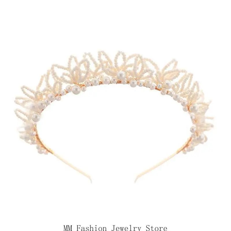 

D0UB Elegant Imitation Pearls Bridal Headbands Baroque Hair Accessory Stylish Hairband For Weddings Parties Photography