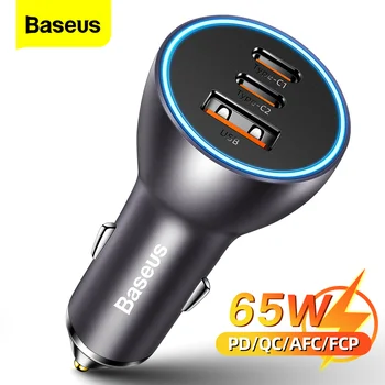 Baseus-자동차 충전기, 65W, USB C 타입 고속 충전, 4.0 QC 3.0 PD 고속 충전, 아이폰 13, 샤오미, 삼성, 화웨이 USB c용 차량 충전기