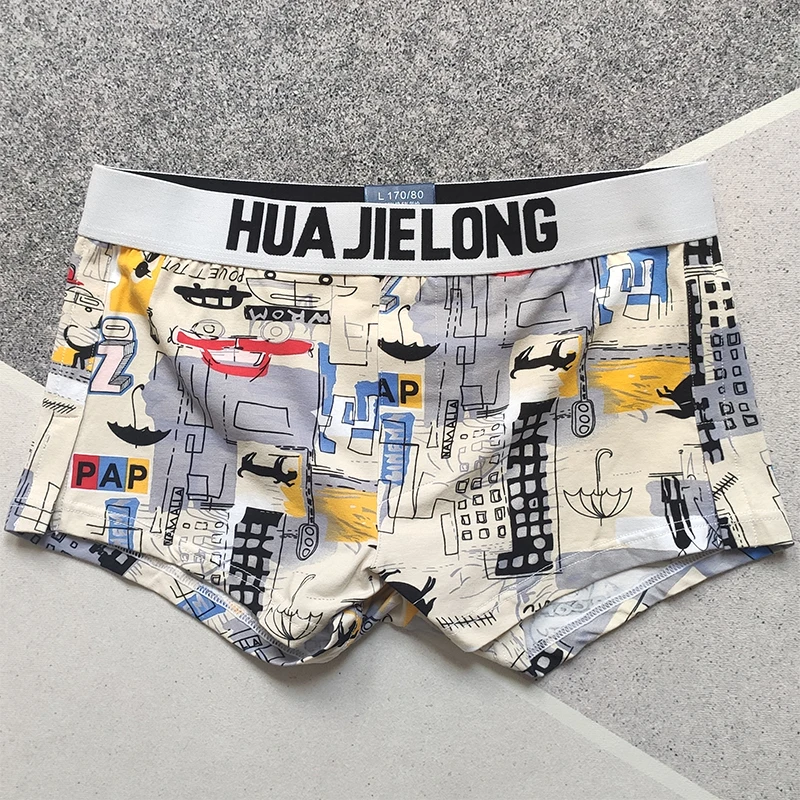 3pcs/lot Men's underwear cotton Boxer shorts medium rise loose fashionable and personalized cartoon trendy men's Aro pants