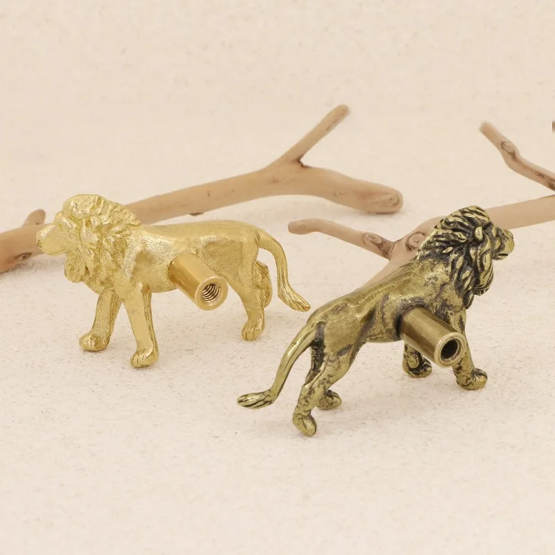 Mighty Lion Brass Door Handle New Chinese Cabinet Door Handle Living Room Children's Bedroom Drawer Creative Copper Handle