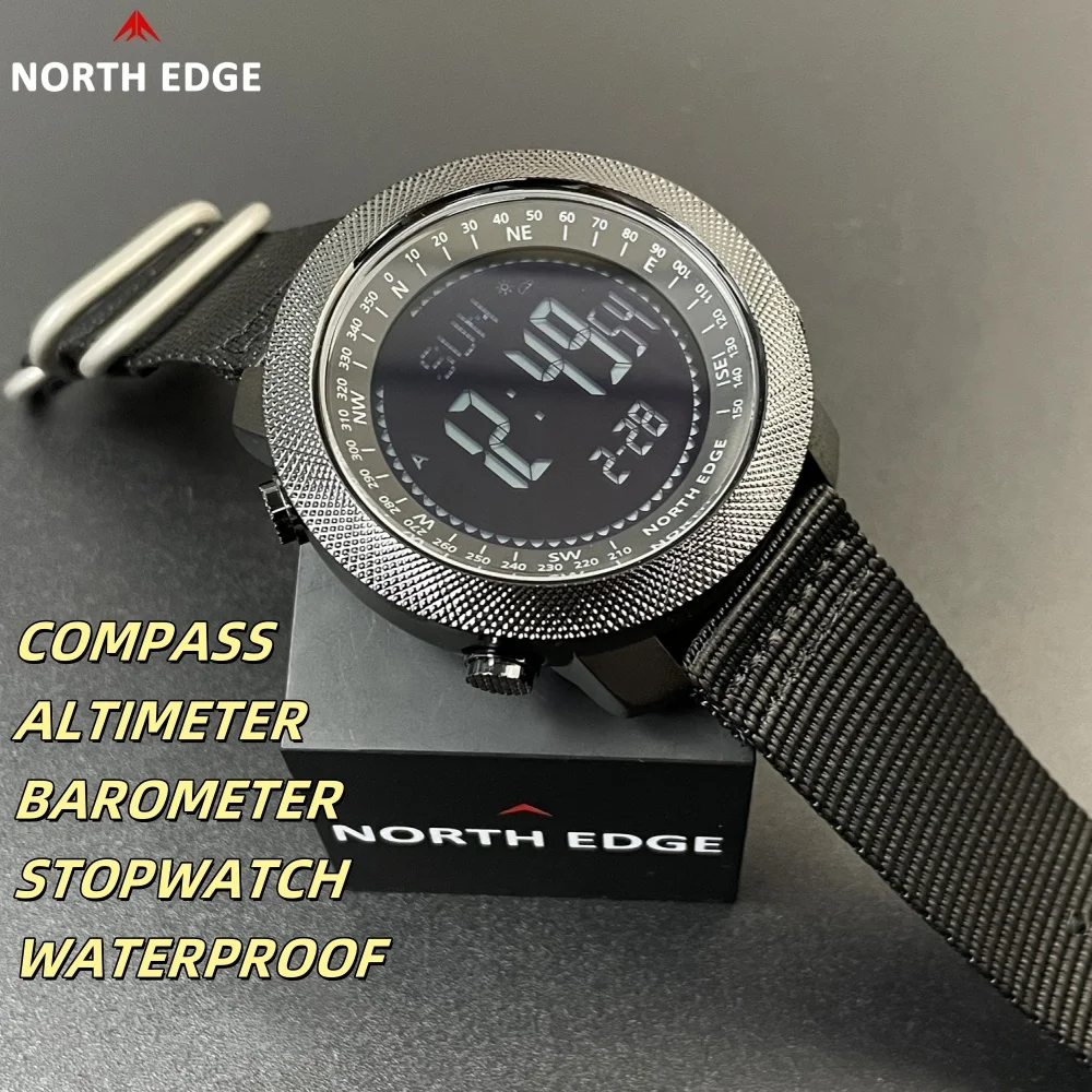 NORTH EDGE Watches for Man APACHE Field Watch 50MM Dial Compass Altimeter Barometer Chronograph Waterproof Men Watch Reloj