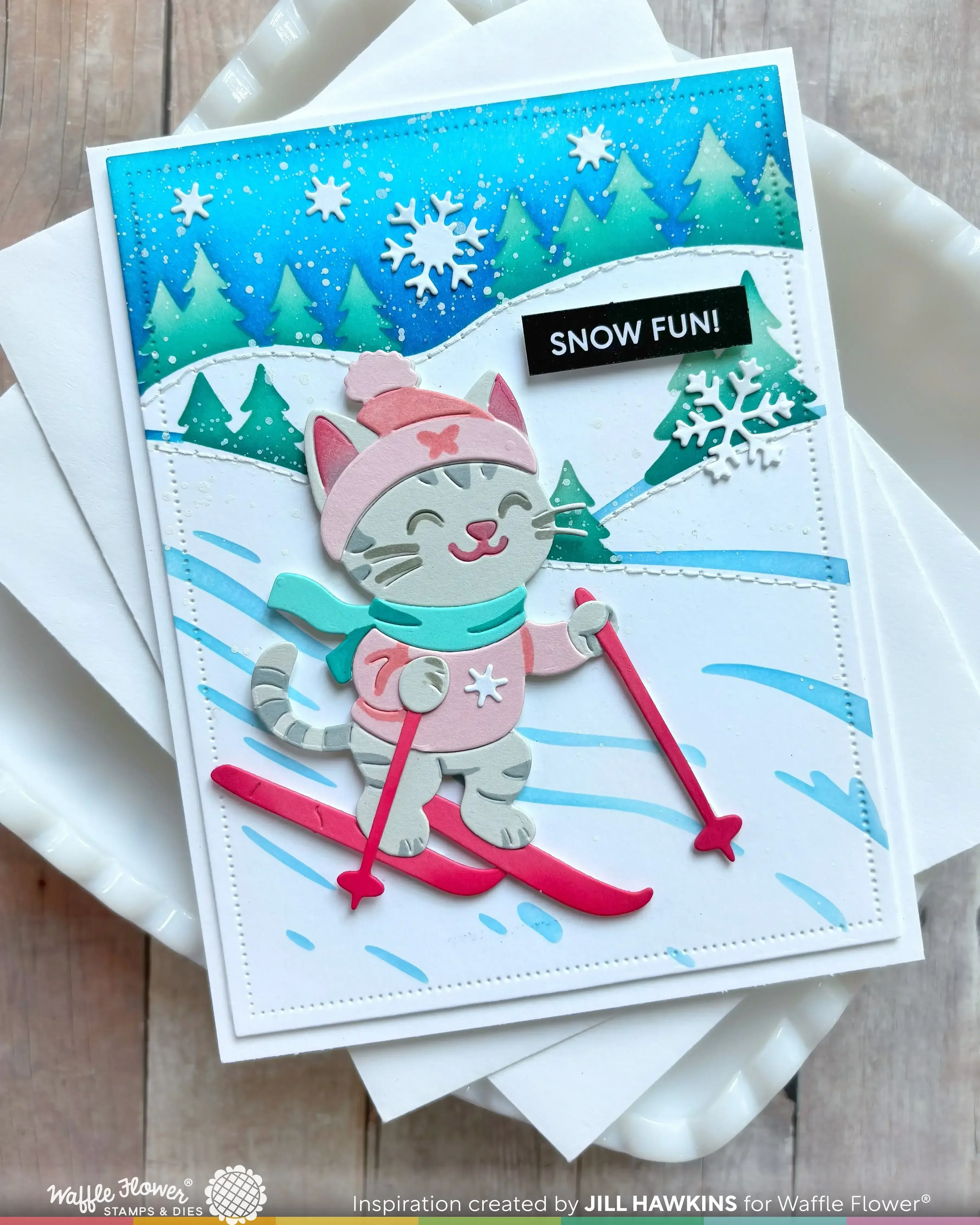 القط والثلج ل يموت سجل القصاصات مذكرات الديكور الاستنسل النقش قالب DIY بها بنفسك بطاقات المعايدة اليدوية الهراء زهرة التلال الثلجية #2