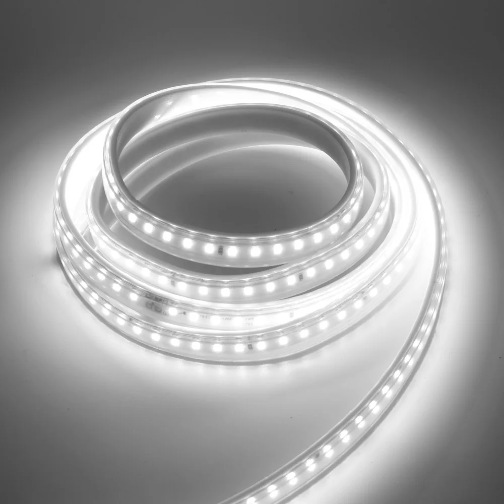 

High CRI Ra 95+ AC220V Flexible LED Strip Light SMD2835 120LEDs/M Waterproof IP65 Warm White and Daylight White for Home Garden