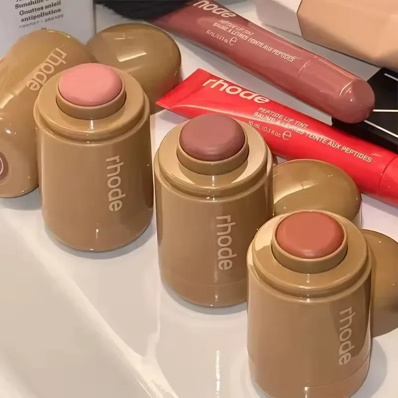 新ファッションポケットパウダーブラッシャースティック保湿リップフェイスナチュラルメイクアップパウダーブラッシャークリーム簡単な顔の色ガール