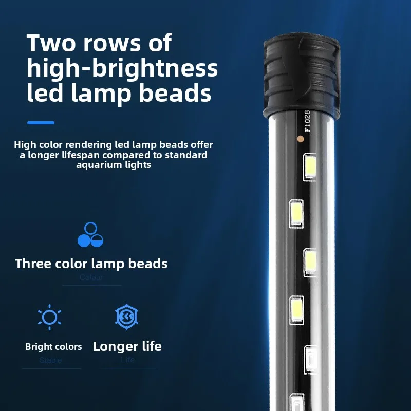 Aquarium LED Light Waterproof Fish Tank Light Plant Grow Lamp 18-48CM Underwater Aquariums Decor Lighting 90-260V 5730 Chip