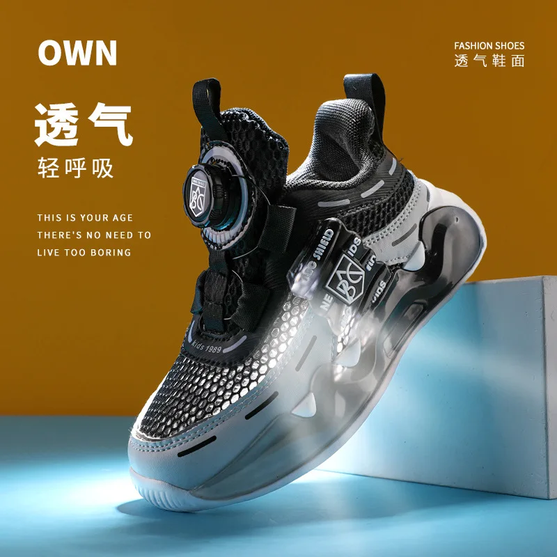 

Boys 2024 Summer New Lightweight Breathable Swivel Buckle Medium and Large Children's Sports Shoes Girls Soft Casual Running