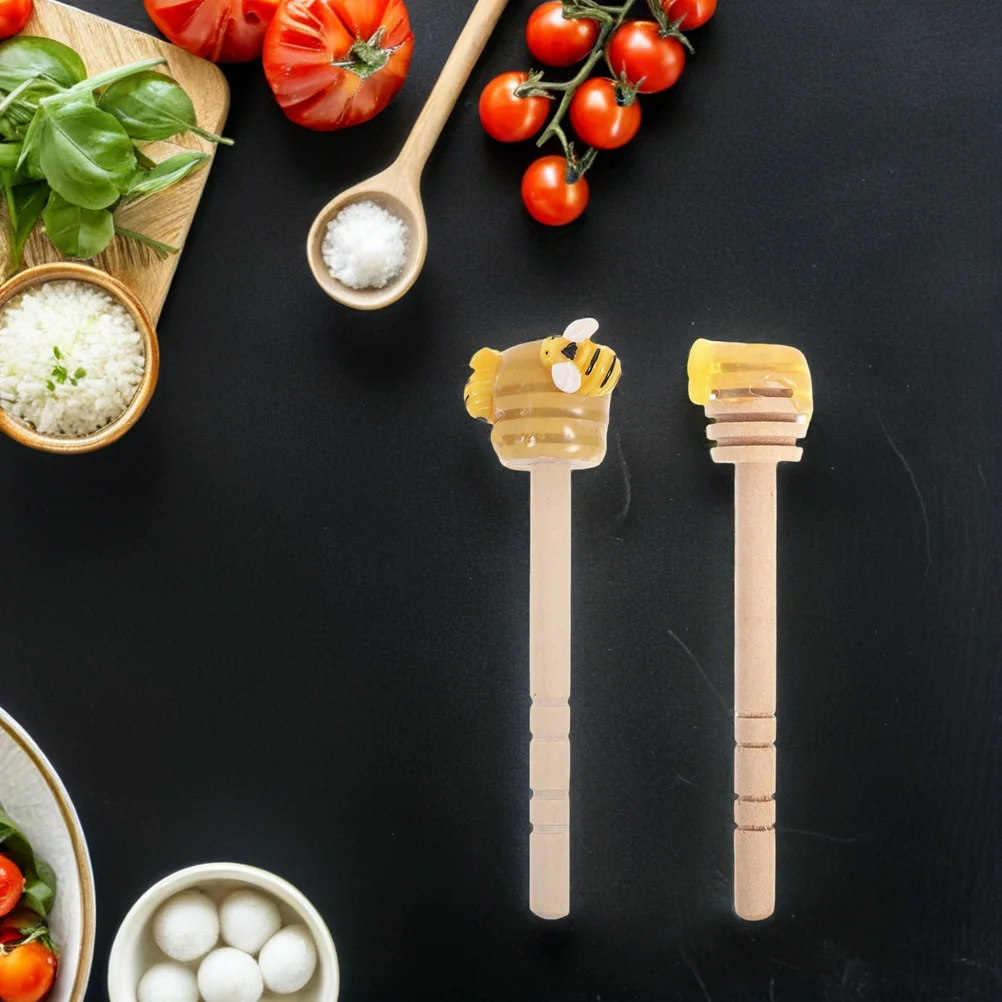 

2Pcs Wooden Honeycomb Dipper Sticks Multifunctional for Beverages Jams Ecofriendly Mixing Tool Honey Dippers Wooden