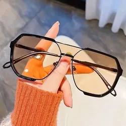 Europe And The United States Fashion Double Beam Large Frame Polygon Sunglasses Fashion Concave Shape Sunglasses Tide