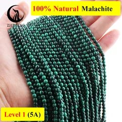 Zhe Ying 3mm Natural Malachite Beads Small Tiny Round Gemstone Beads for Jewelry Making DIY Bracelet Necklace Accessories