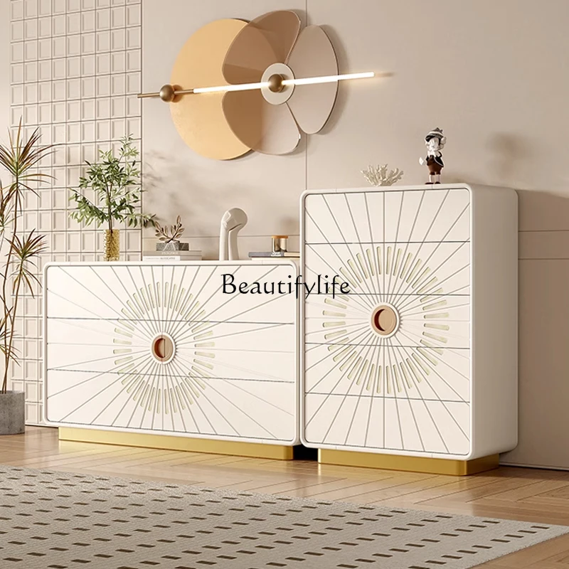 

Italian light luxury solid wood chest modern simple entrance decorative cabinet