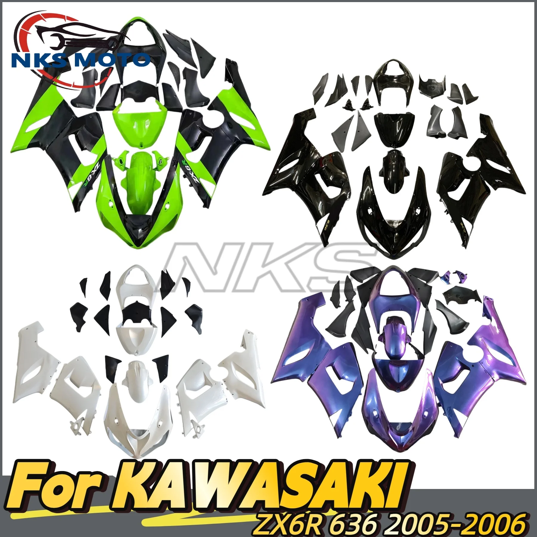 

New ABS Motorcycle Full Fairing Kit Fit For KAWASAKI ZX-6R ZX6R 636 2005 2006 05 06 Custom Fairings Kits Bodywork Shell set