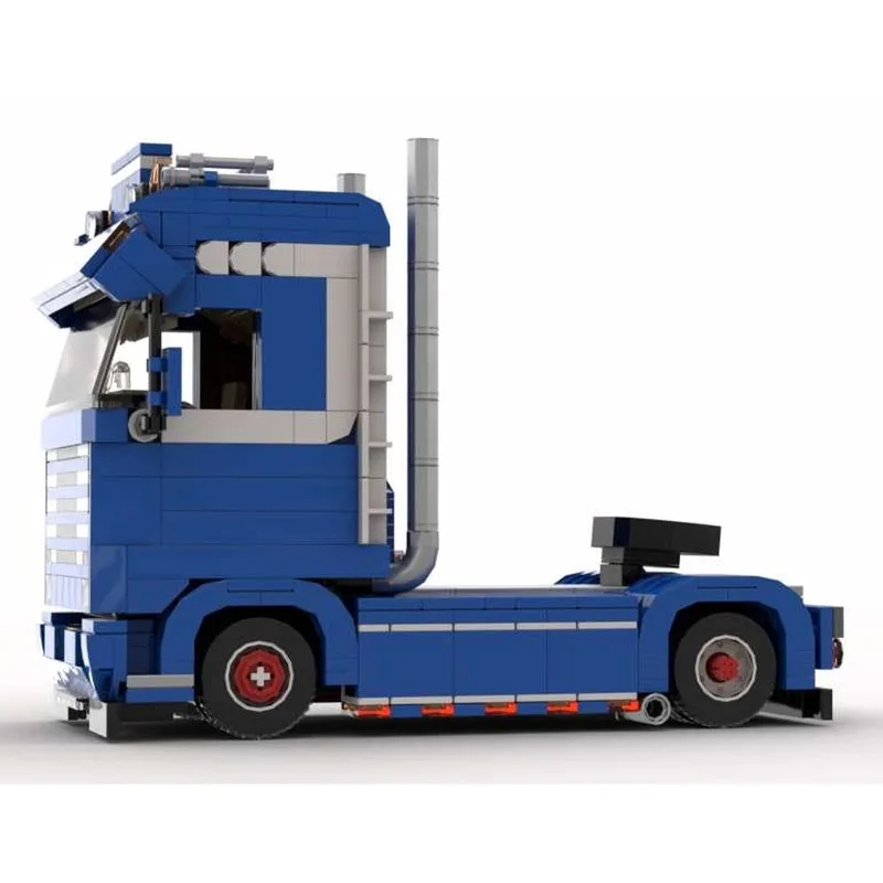 

MOC-233065 Blue New Cargo Freight Semi-Trailer Truck Building Block Model 667 Parts Boys Children's Birthday Christmas Toy Gift