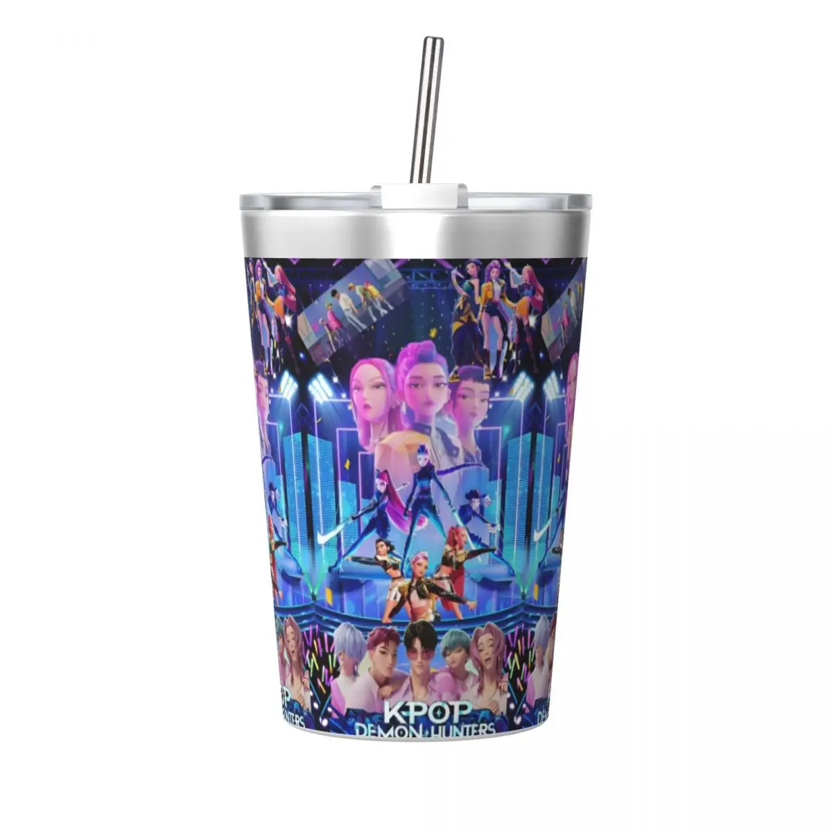 

Kpop Demon Hunters Huntrix 12oz Tumbler Stainless Steel Double Wall Vacuum Insulated Cup With Straw for Cold Hot