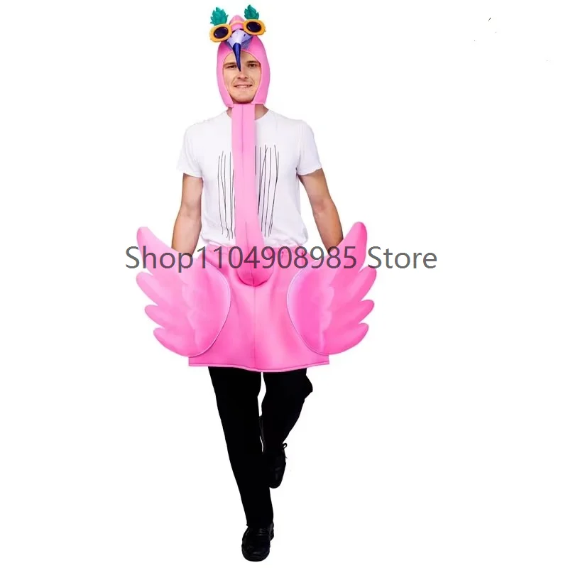 

Pink Flamingo Costumes Purim Party Cosplay Cute Flamingo Jumpsuit Animals Costume Adult Halloween Fancy Dress Role Play