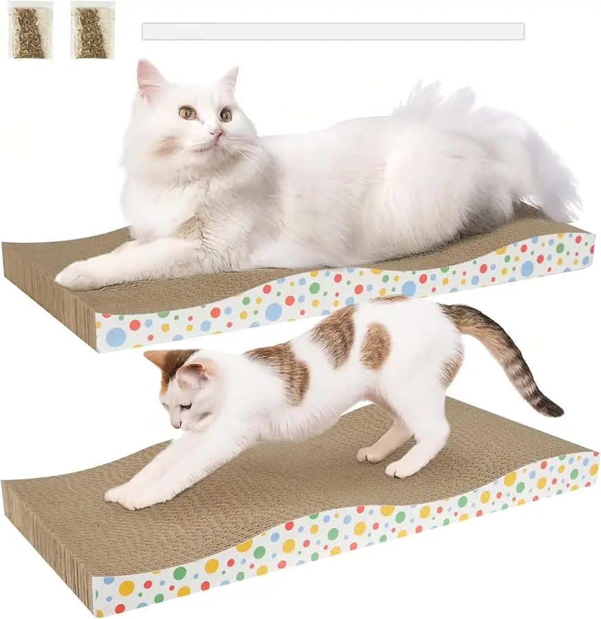 

Cat Scratching Board, Large Wide Corrugate Cat Scratcher with Catnip, Premium Scratch, Double-Sided Design, Cat Scratch Pad for