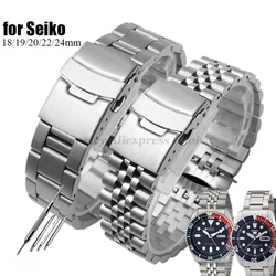 Solid Stainless Steel Band For Seiko 20mm 22mm Men's Sports Strap Srpd Skx007/Skx009 SRPD63K1 Jubilee Oyster Curved End Bracelet