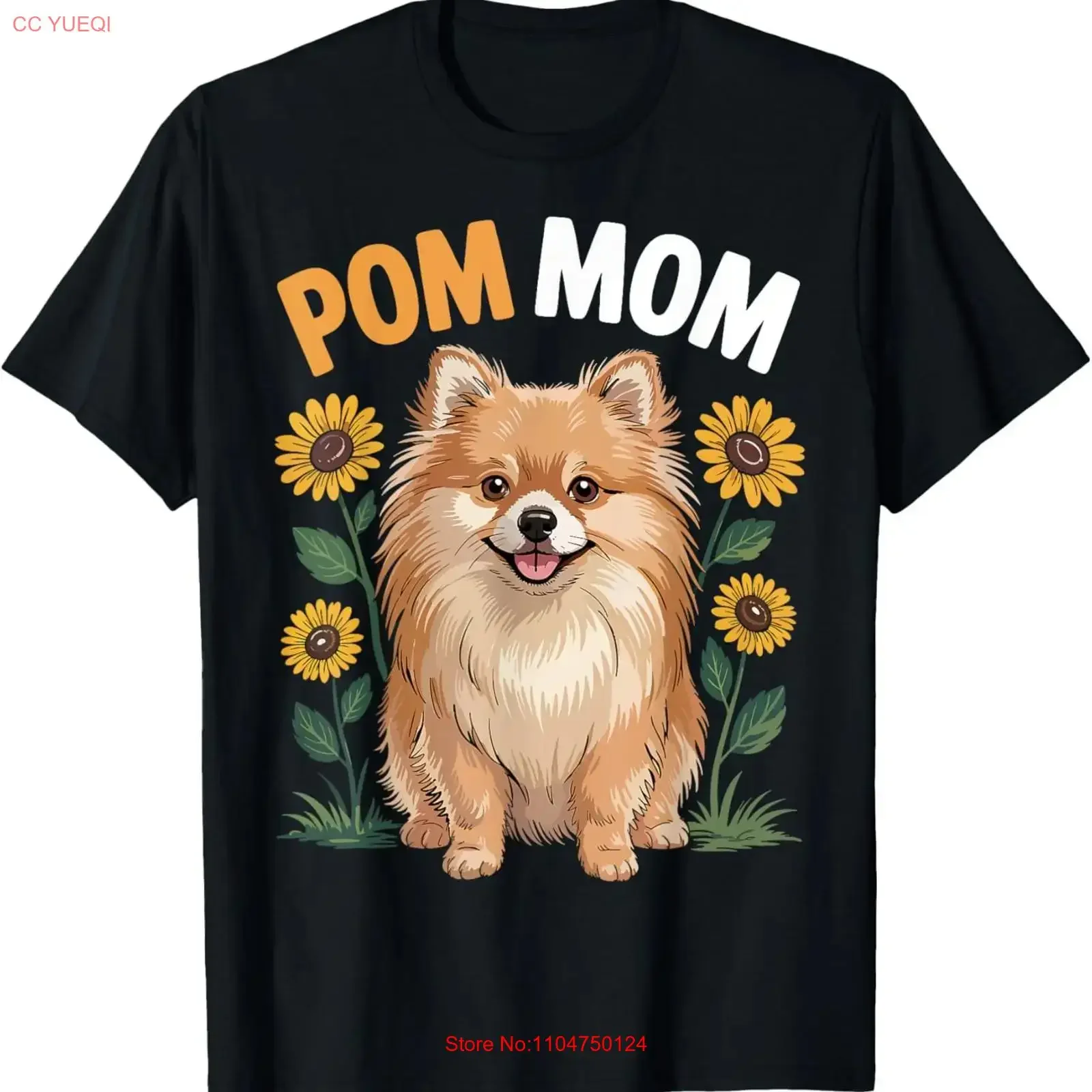 Pom Mom Pomeranian Dog Sunflower Lover Mothers Day T Shirt for Dad Da vintage Washed Slightly Stretched streetwear Versatile
