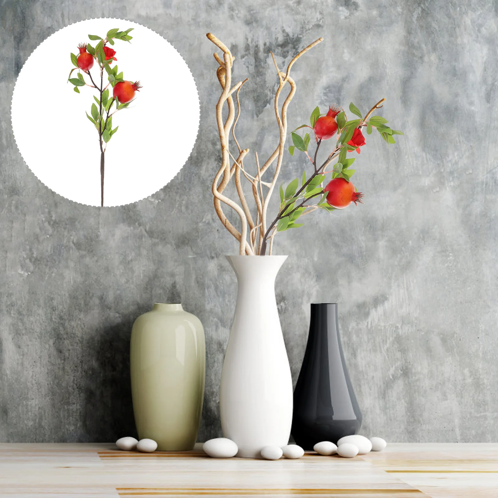

1pc Artificial Pomegranate Branch Vivid Realistic Fake Bouquet Home Wedding Decoration Florist Arrangement Supplies Plastic Silk