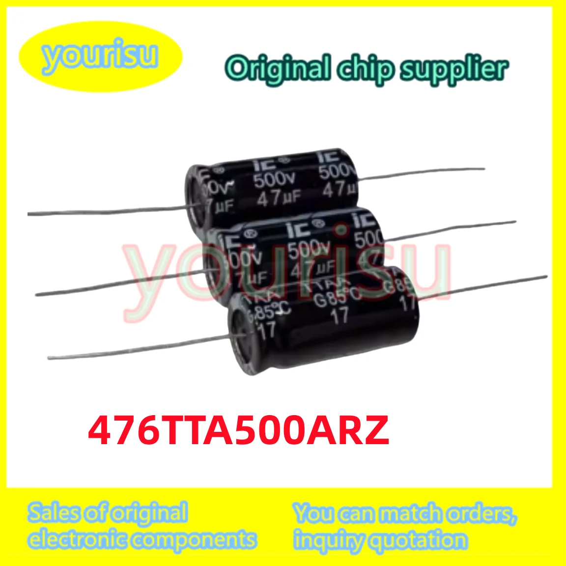 1Pcs/Lot 476TTA00ARZ 476TT1Pcs/A500 47uF 500V TTAA  High Voltage Axial Aluminum Electrolytic Capacitorot