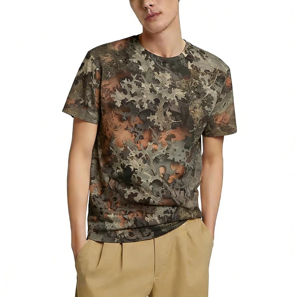 Hunting Outdoor Bionic Leaf Branch Pattern Short Sleeve Tops Tree Camouflage 3D print T-Shirt Jungles Hidden Sports Casual Tees