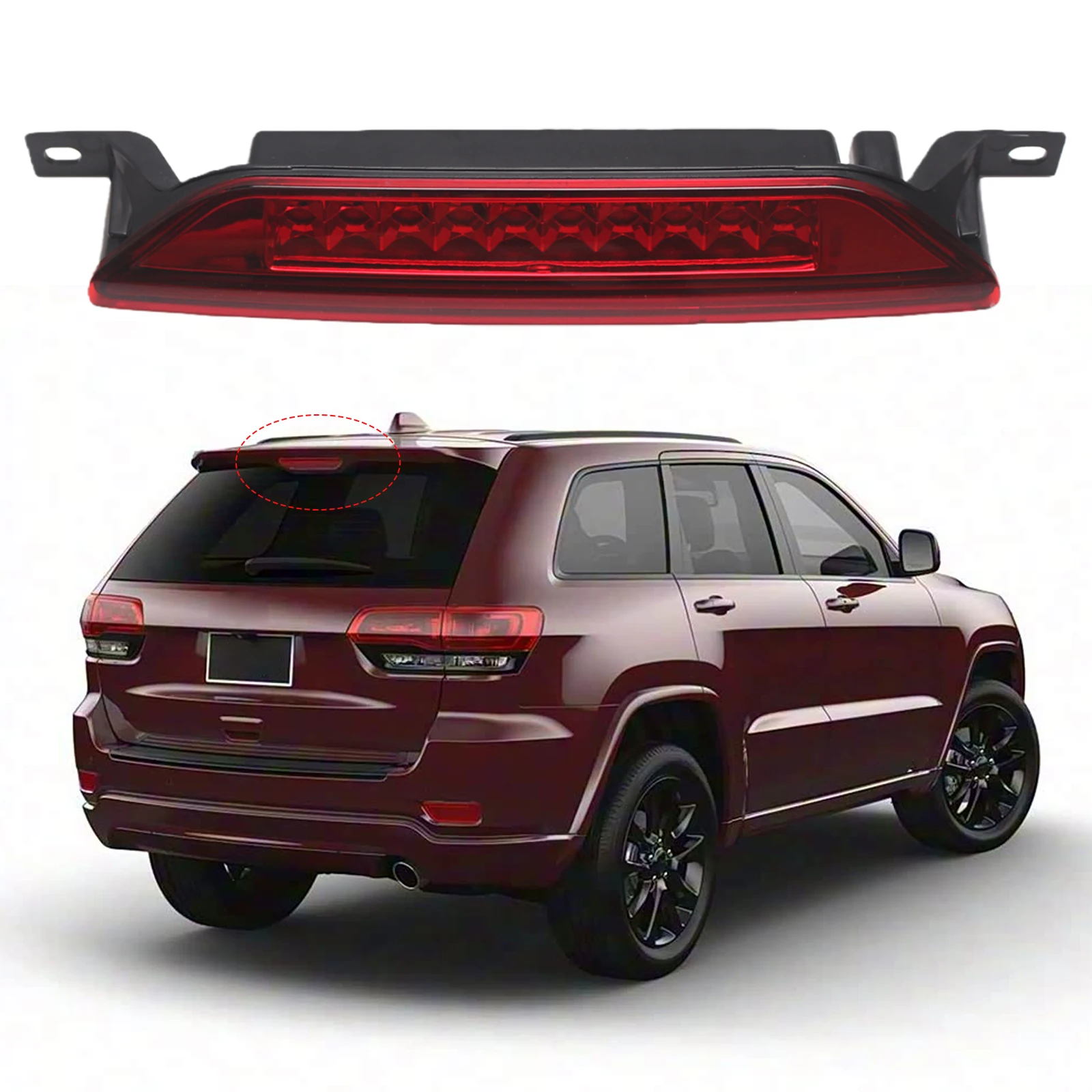Third Brake Tail Light High Mounted Stop Light for Jeep Compass 07-16 Grand Cherokee 11-21 for Dodge Caliber 07-12 Durango 11-20