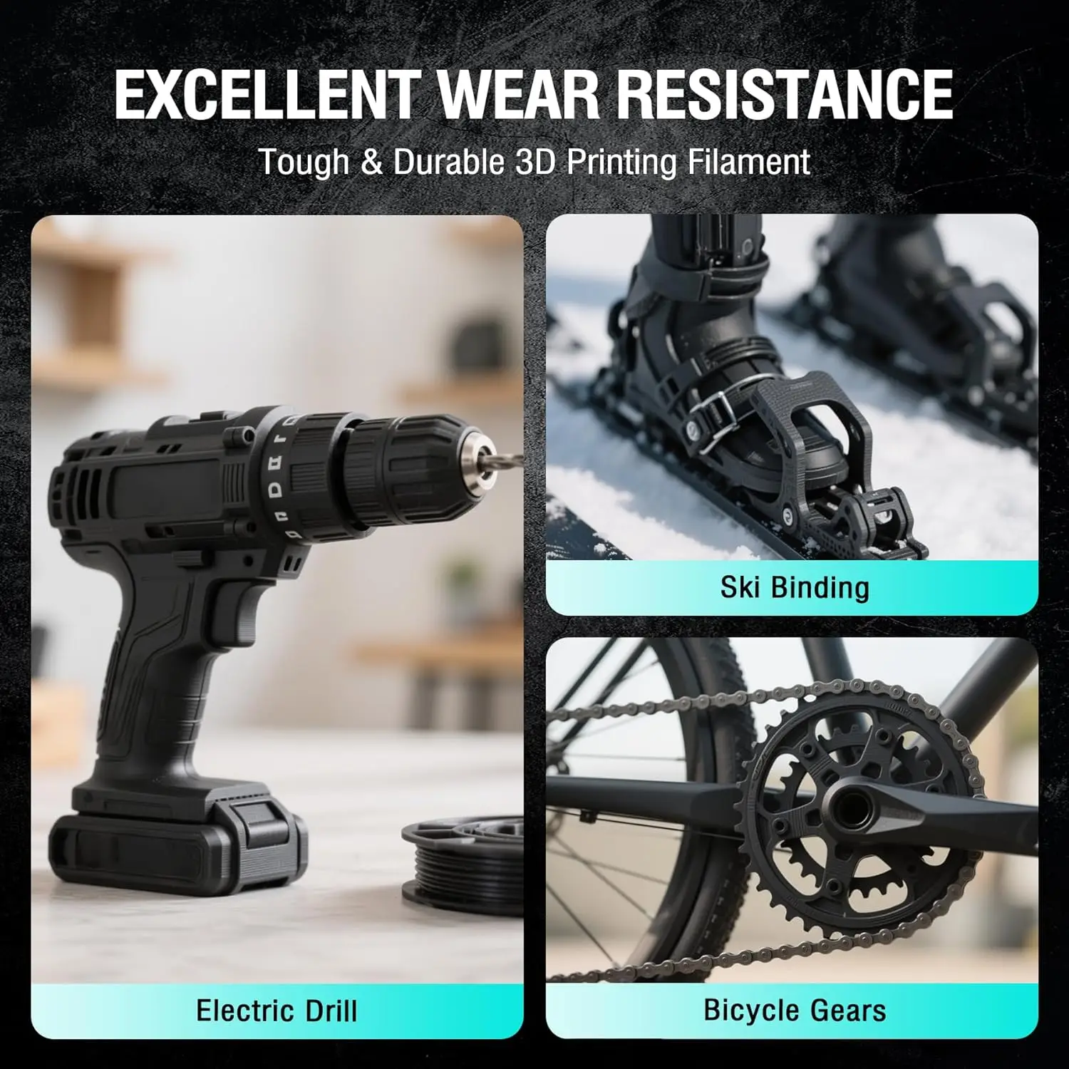 SUNLU PA12-CF خيوط طابعة ثلاثية الأبعاد من ألياف الكربون 1 كجم-175 ° C مقاومة للحرارة، عالية التأثير ومقاومة للتآكل، خفيفة الوزن، منخفضة الرطوبة، #6