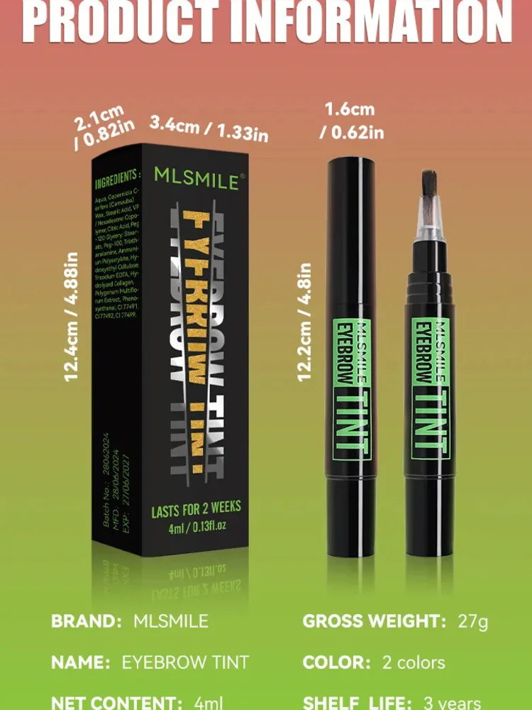 MLSMILE-Kit de pestañas de 2 colores, tinte rápido, Gel, crema para cejas, potenciadores de cejas, máscara de Henna, herramienta de maquillaje, novedad de 2025