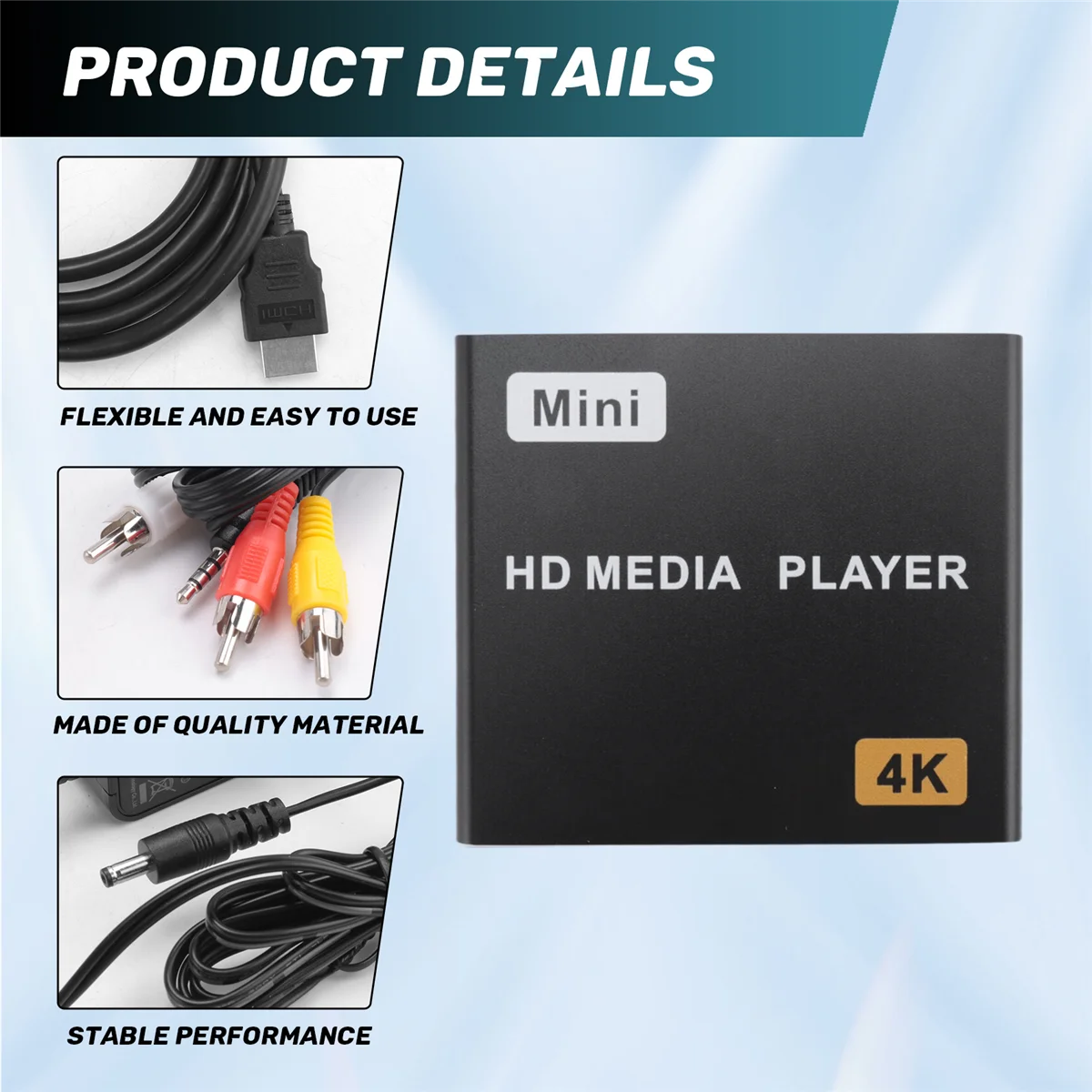 

A10I Mini 4K HDD Media Player 1080P Horizontal and Vertical Digital Video Player with USB Drive/SD Cards US Plug