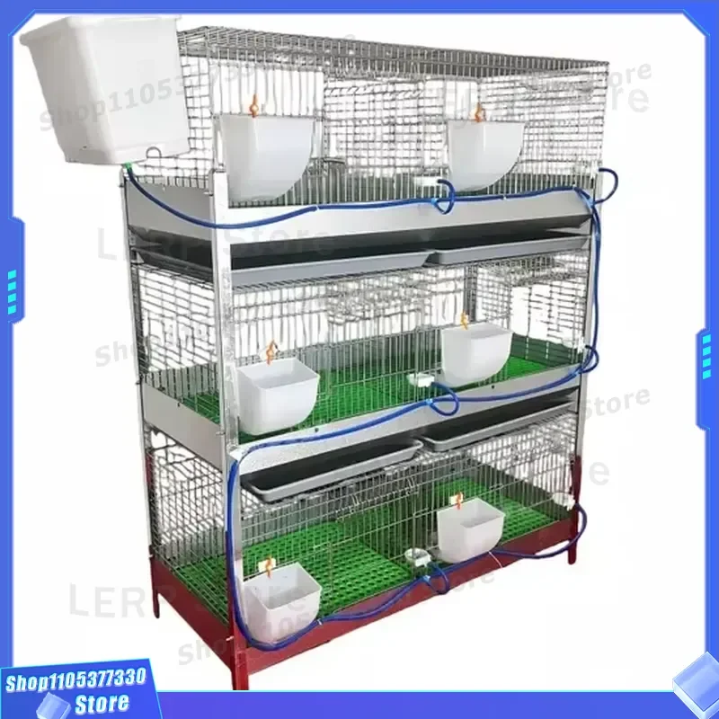 Large 3 Tier 6 Door Metal Rabbit Cage with Tray Easy Clean Mesh Wire Hutch for Commercial Meat Bunny Breeding Farm Use