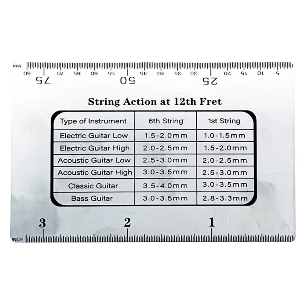 Heavy Duty Steel Guitar String Action Ruler Accurate Metric Measurement Tool for Guitar Setup String Height Fretboard Adjustment