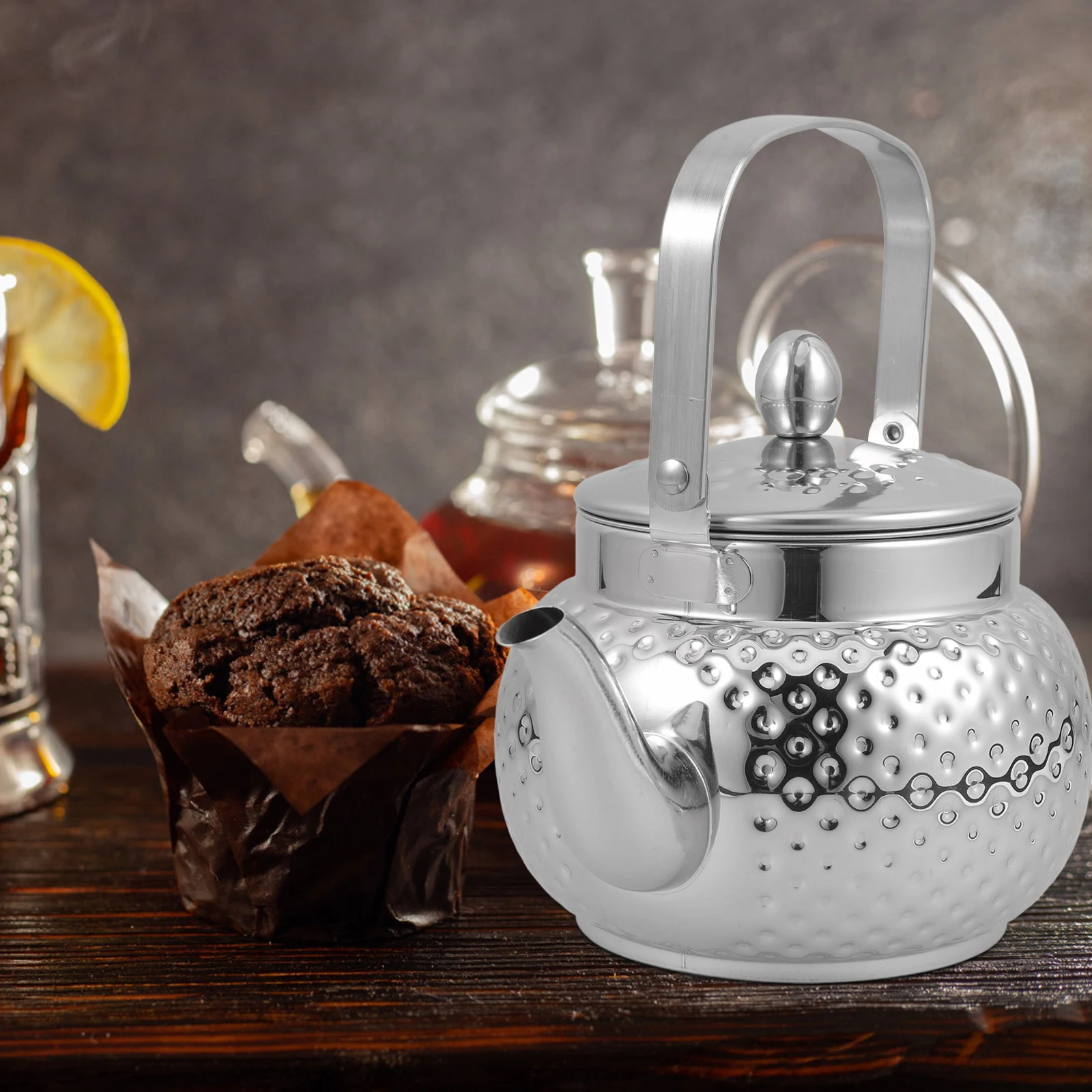 

Hammer Pattern Teapot Infuser Kettle Household Home Metal Stainless Steel Universal