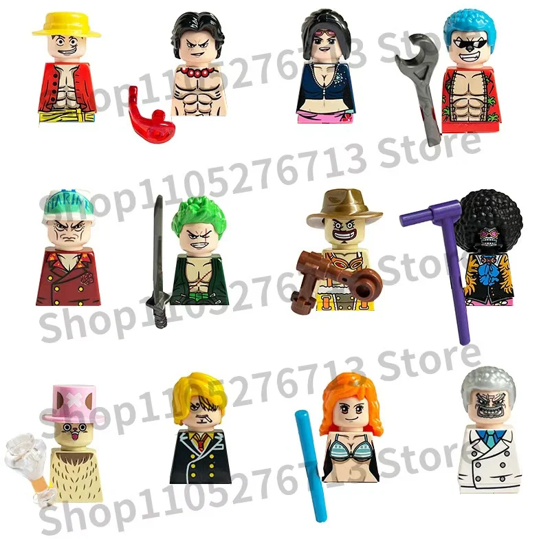 12 pièces/ensemble Nika Luffy Roger Sanji Ace Sabo Blocs de construction Anime One Piece Rayleigh Figurines d'action Briques Jouets pour enfants