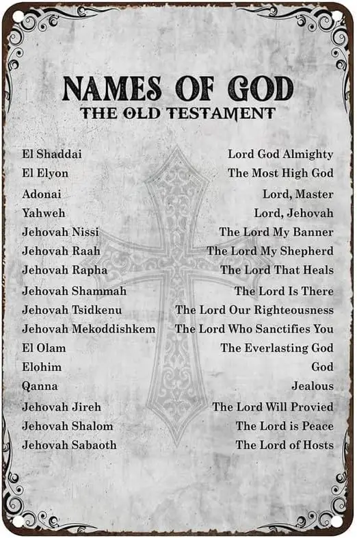 Names Of God Old Testament Metal Signs Decor Wall Decoration Plaque Retro Tin Sign Poster For Home Kitchen Bar Coffee Shop 8x12