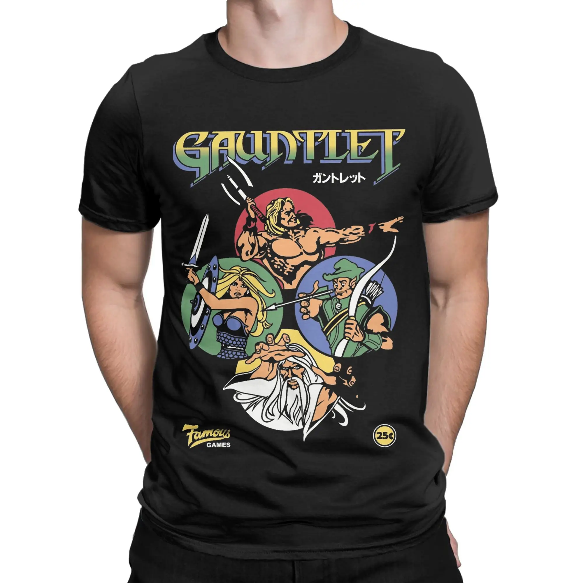 Gauntlet  Retro Game  T Shirt Men 100% Cotton Amazing T-Shirt Crew Neck  Tees Short Sleeve Tops Plus Size