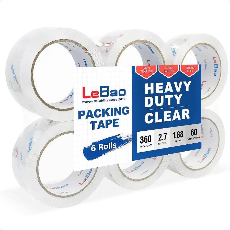 

Стержни для упаковочной ленты для диспенсера, 6 рулонов, 1,88-дюймовая упаковочная лента, сменный блок 60 ютов. x сверхпрочная лента 2,7MiL HD Clear Roll Packagin