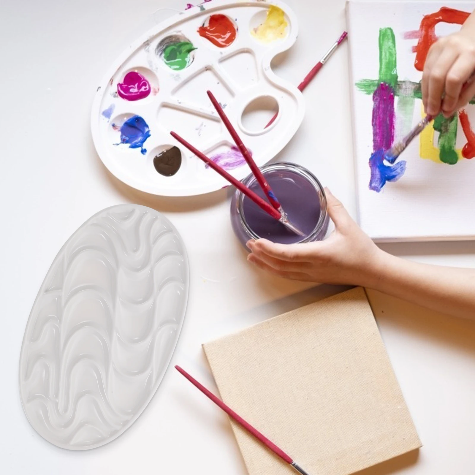 

Painting Color Mixing Tray Watercolor Pigment Palette Imitation Ceramic Pallet Lightweight Storage Carry Students Craftsman