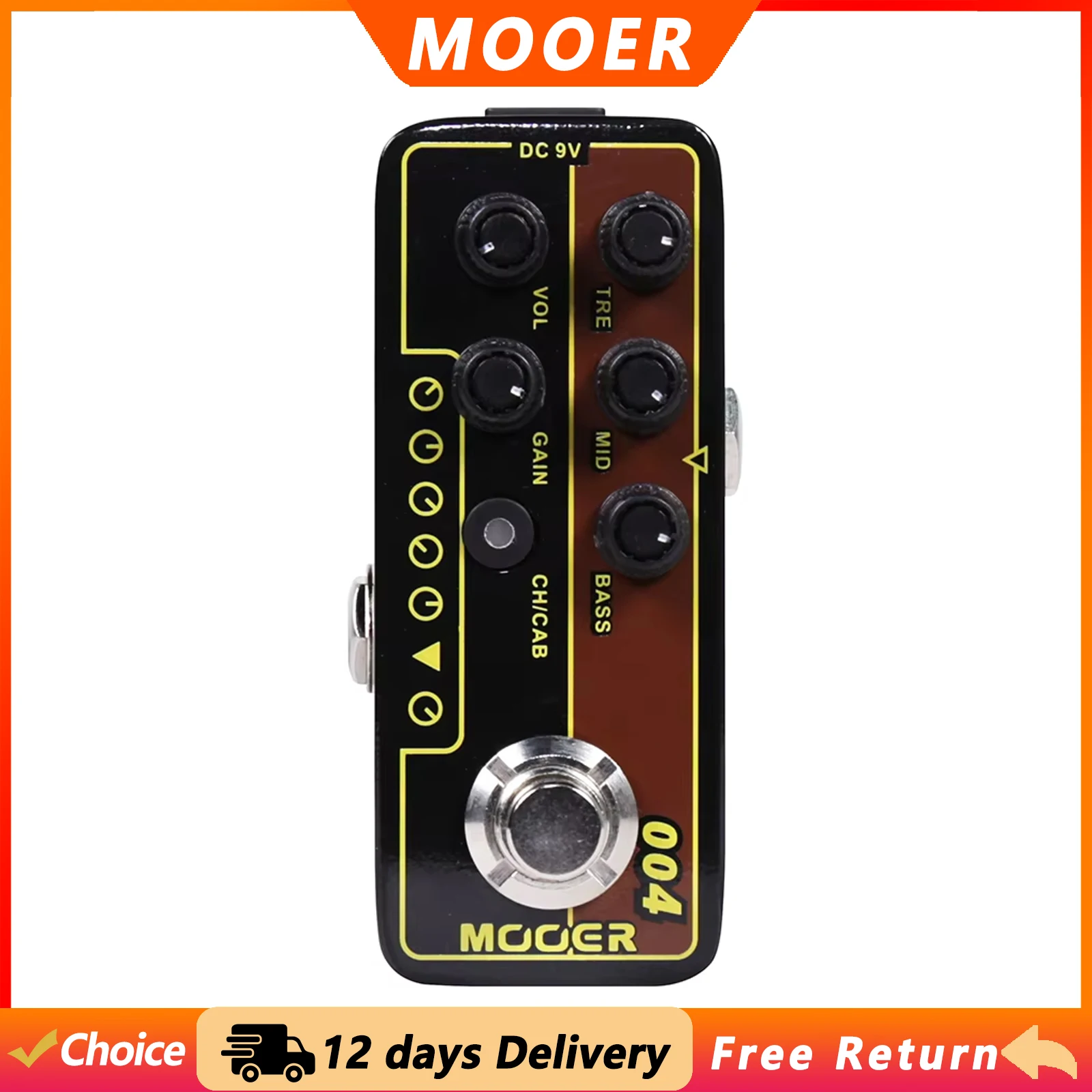 MOOER 004 Day Tripper Guitar Digital Preamp Effect Pedal 60's UK Twang Micro Pre-amp True Bypass Pedal Guitar Parts Accessories