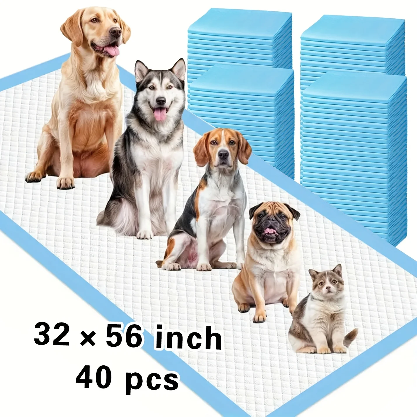

40pcs Upgraded XXXXL Extra Large Dog Pee Pads - 32"x56" Heavy-Duty Leakproof 7-Layer Protection, Quick-Dry High Absorbency Dispo