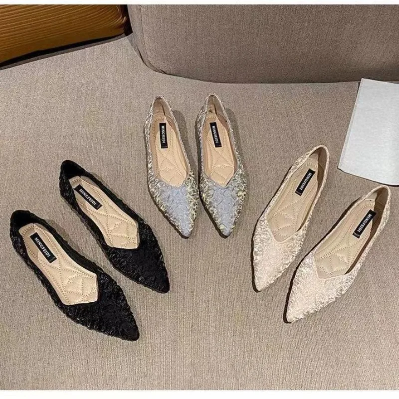 

Женские модные универсальные туфли на плоской подошве для отдыха, женская элегантная минималистичная обувь с острым носком, удобная нескользящая обувь на мягкой подошве