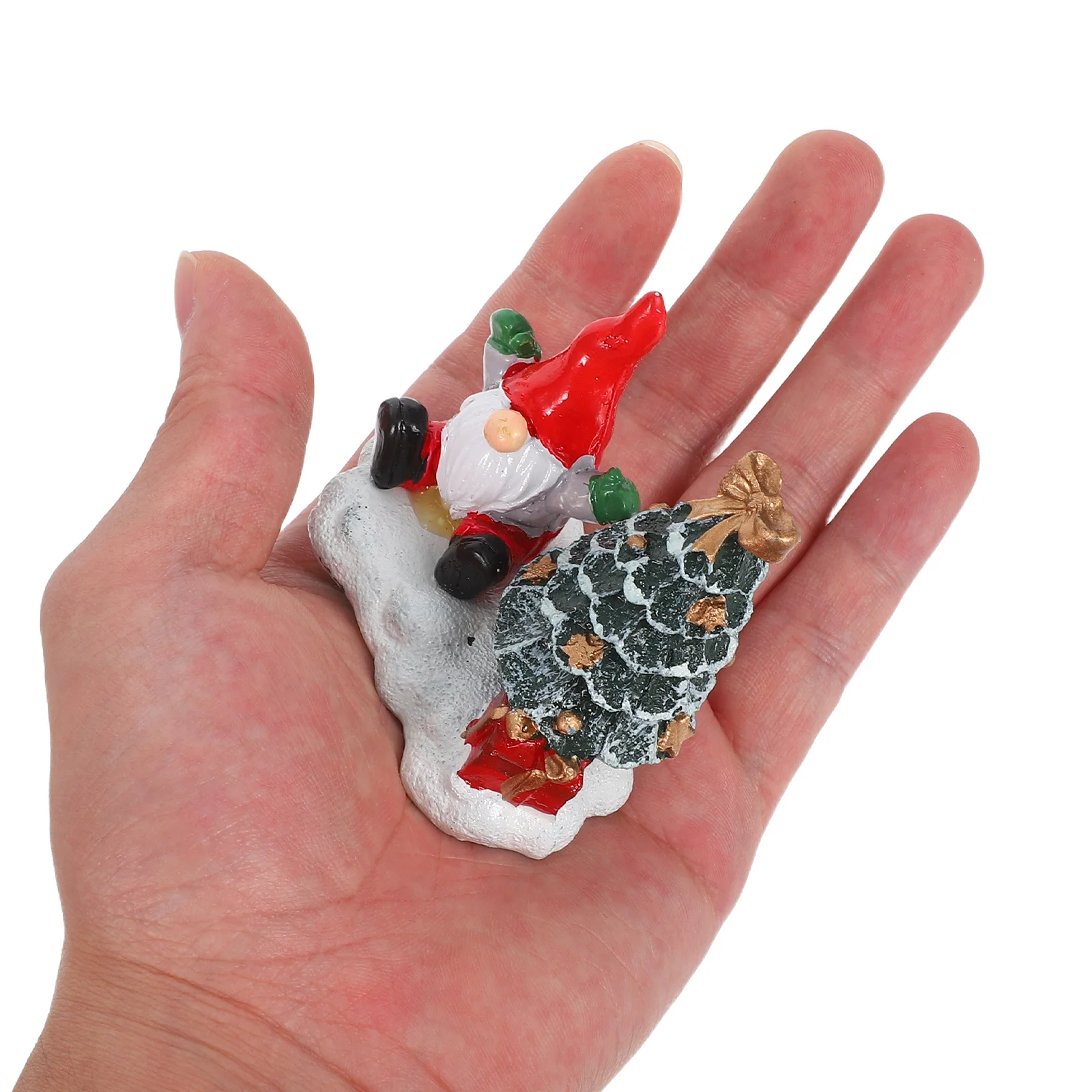 

2Pcs Miniature Christmas Tree Decorations Resin Santa Ornament Set for Holiday Home Office Mantel Display Festive Table