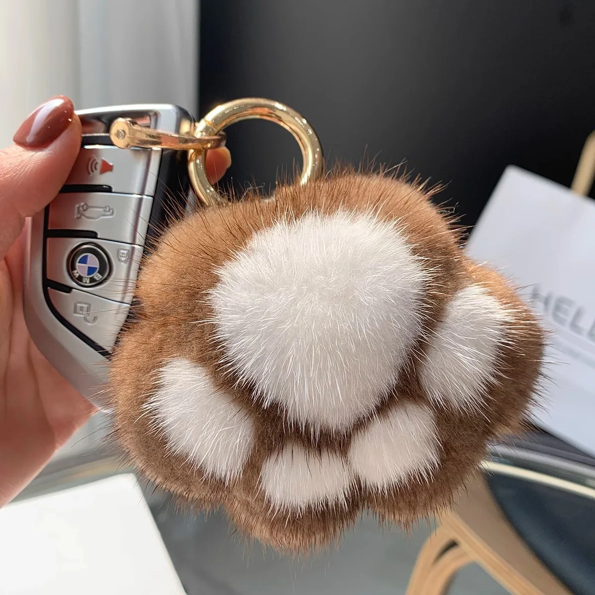 

Fur kitten paw plush pendant small paw bag charm bear paw key chain car keychain