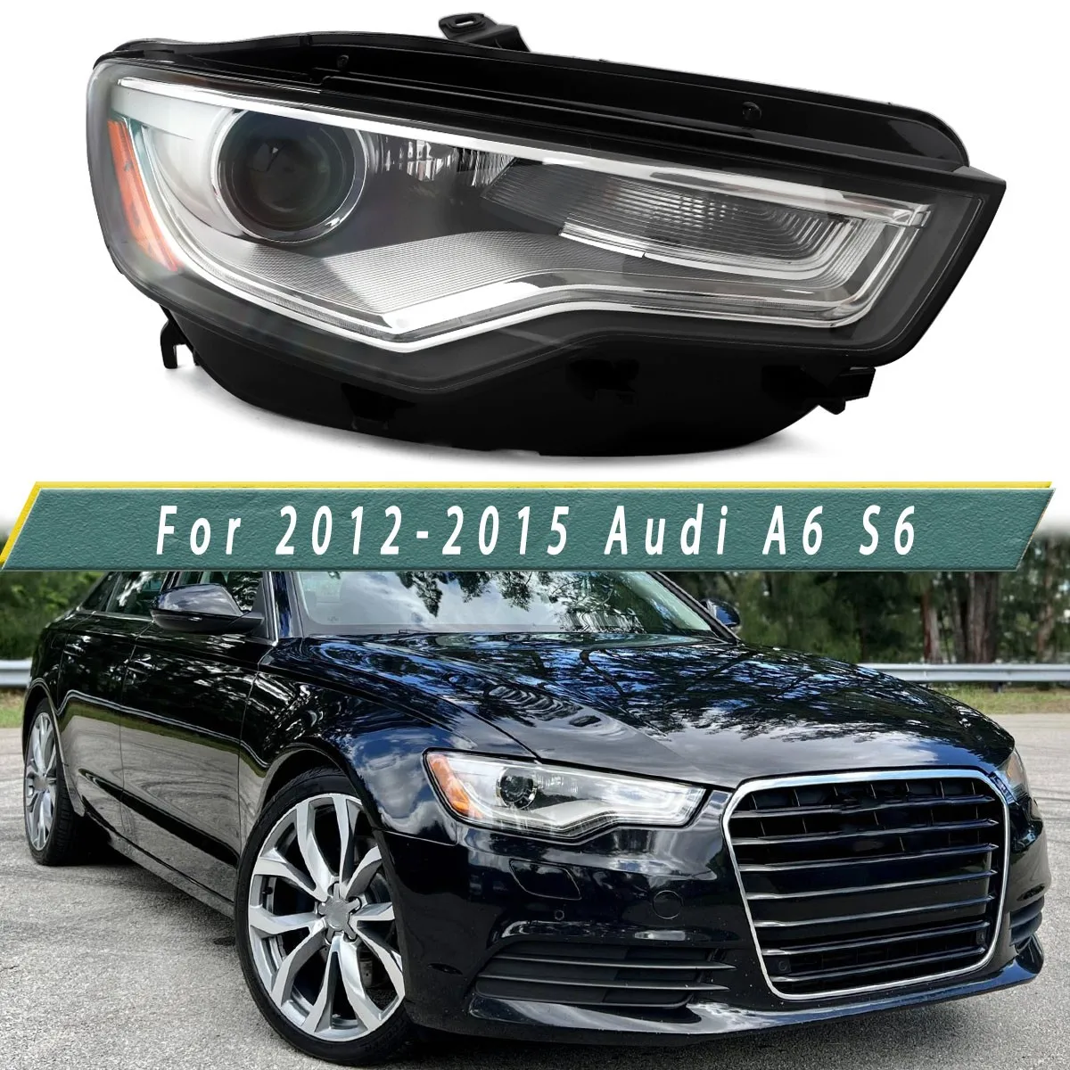 

Replace For Audi A6 S6 Right Side Headlight 2012 2013 2014 2015 HID LED DRL Projector Head Light Passenger Side Front Right