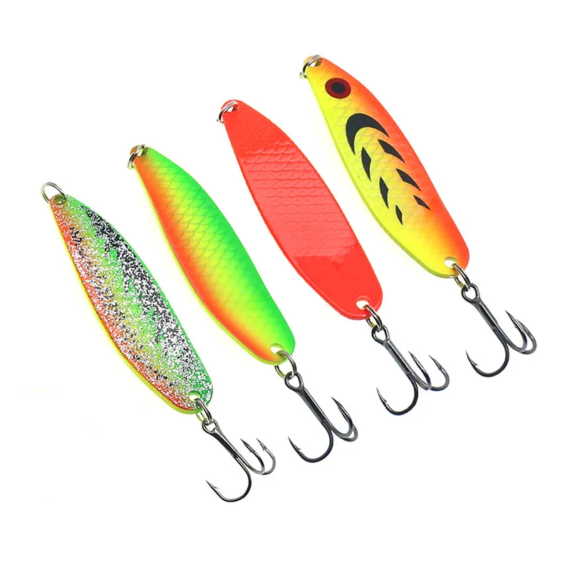 Señuelo de pesca con cucharas de Metal, señuelos duros de 62mm y 10g, anzuelo triple, cebo de Metal para lubina, salmón, Artificial, Wobblers, Spinner, SequinsJigging
