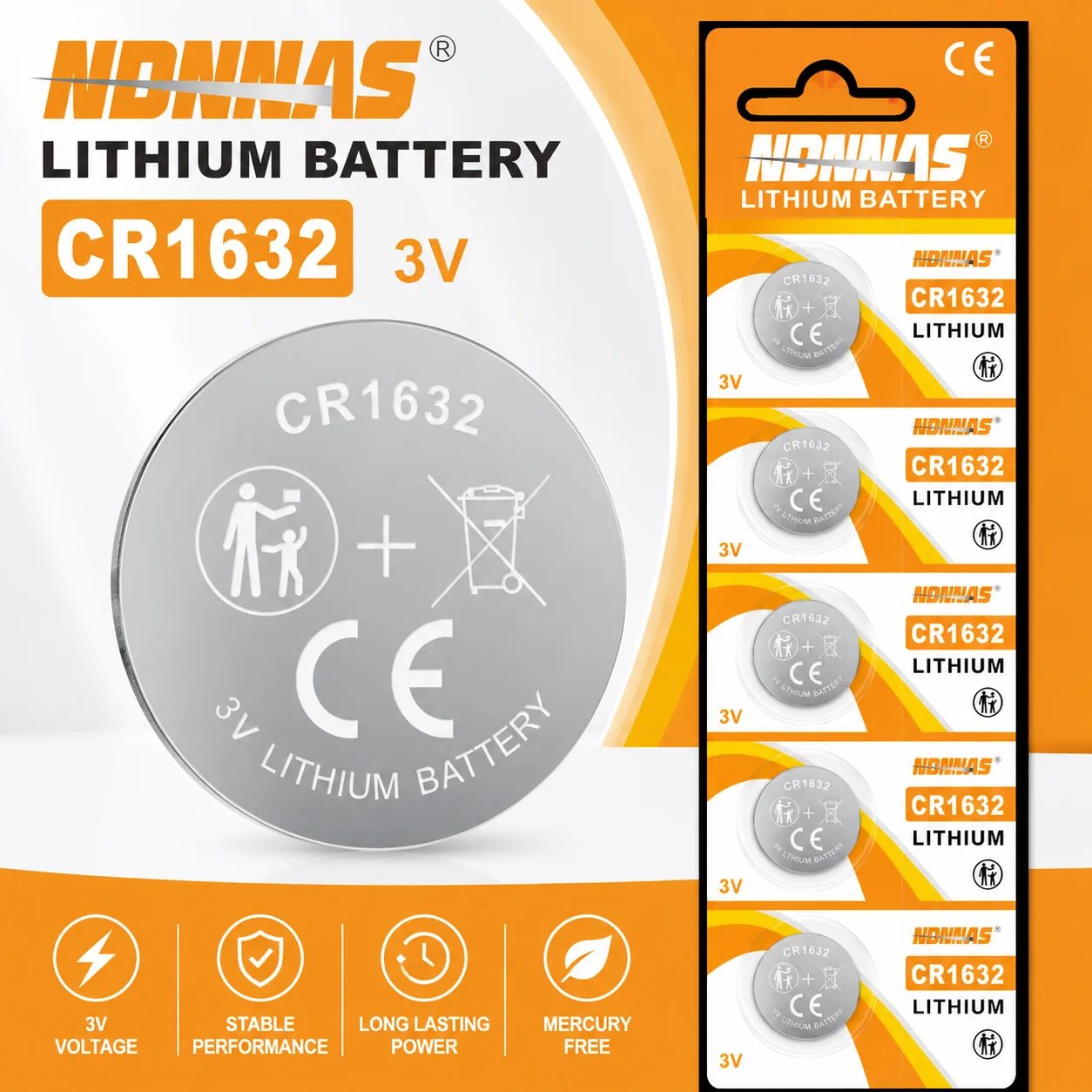 

CR1632 3V Lithium Button Battery 140mAh, Replacement for DL1632 ECR1632 BR1632, 5/10/15PCS Coin Cell for Car Key Watch Remote